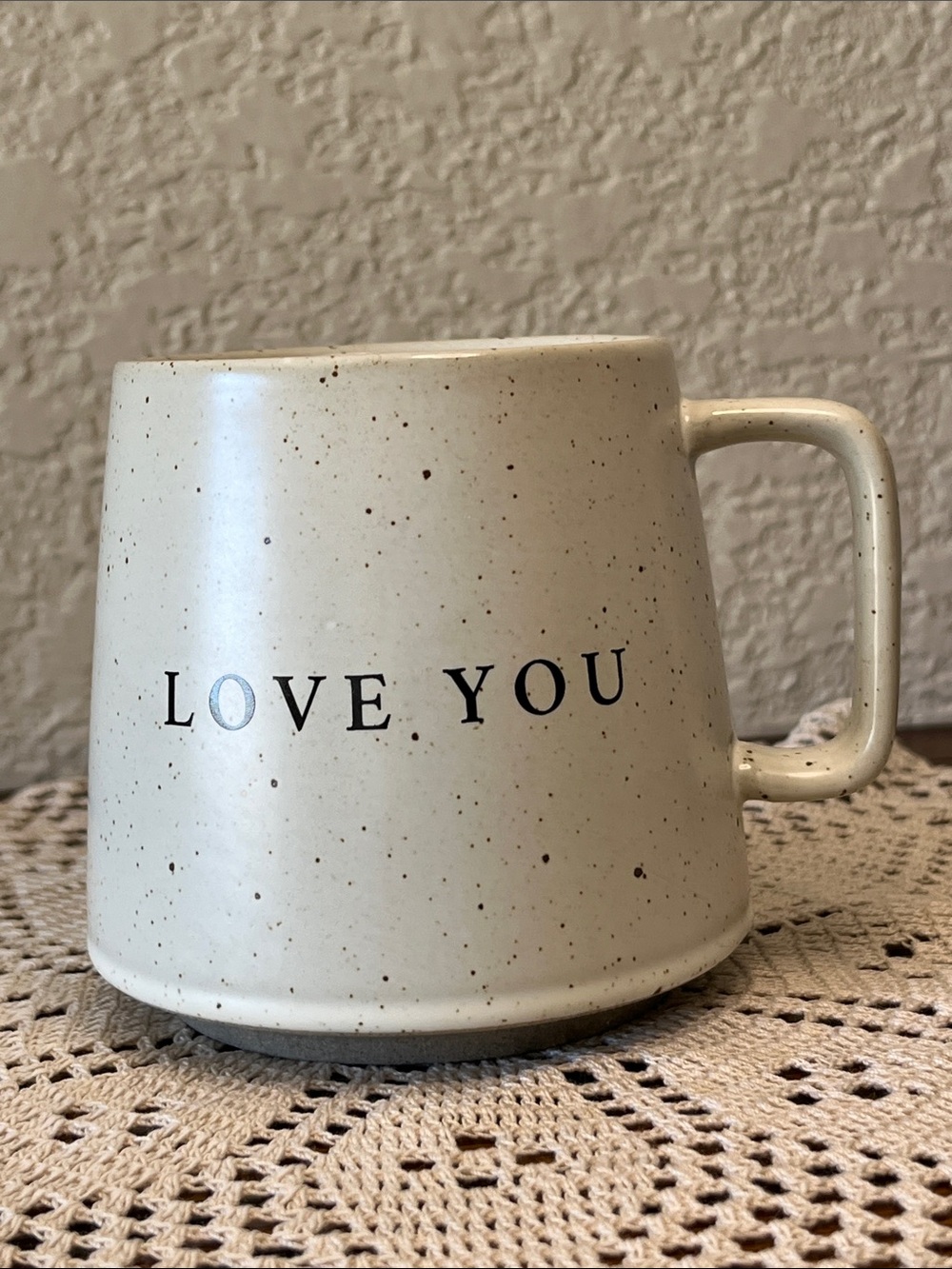 Speckled Cream 'Love You' Ceramic Mug